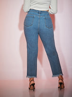 Plus Raw Hem Straight Leg Jeans