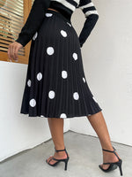 Polka Dot Print Pleated Skirt