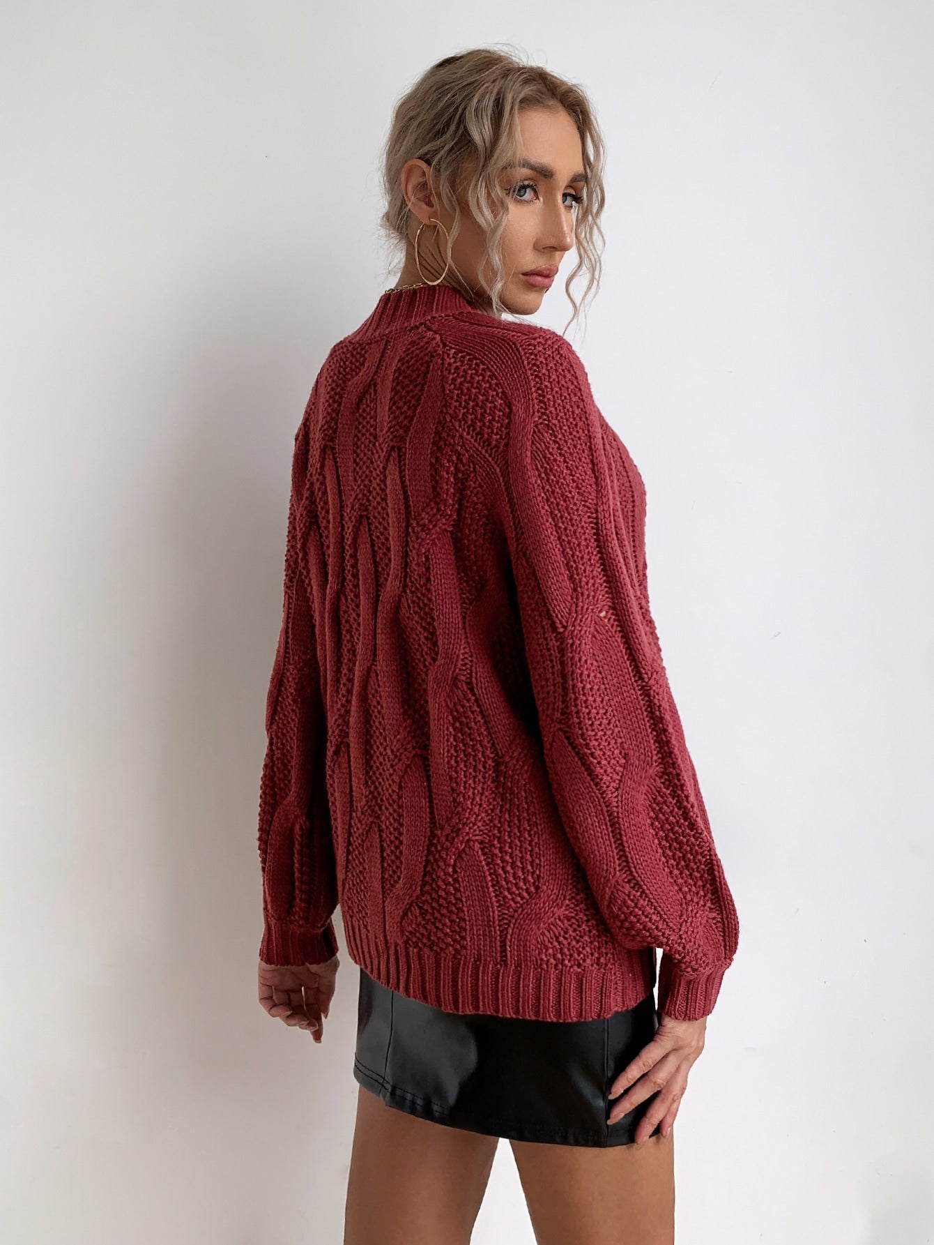 Mock Neck Solid Raglan Sleeve Sweater