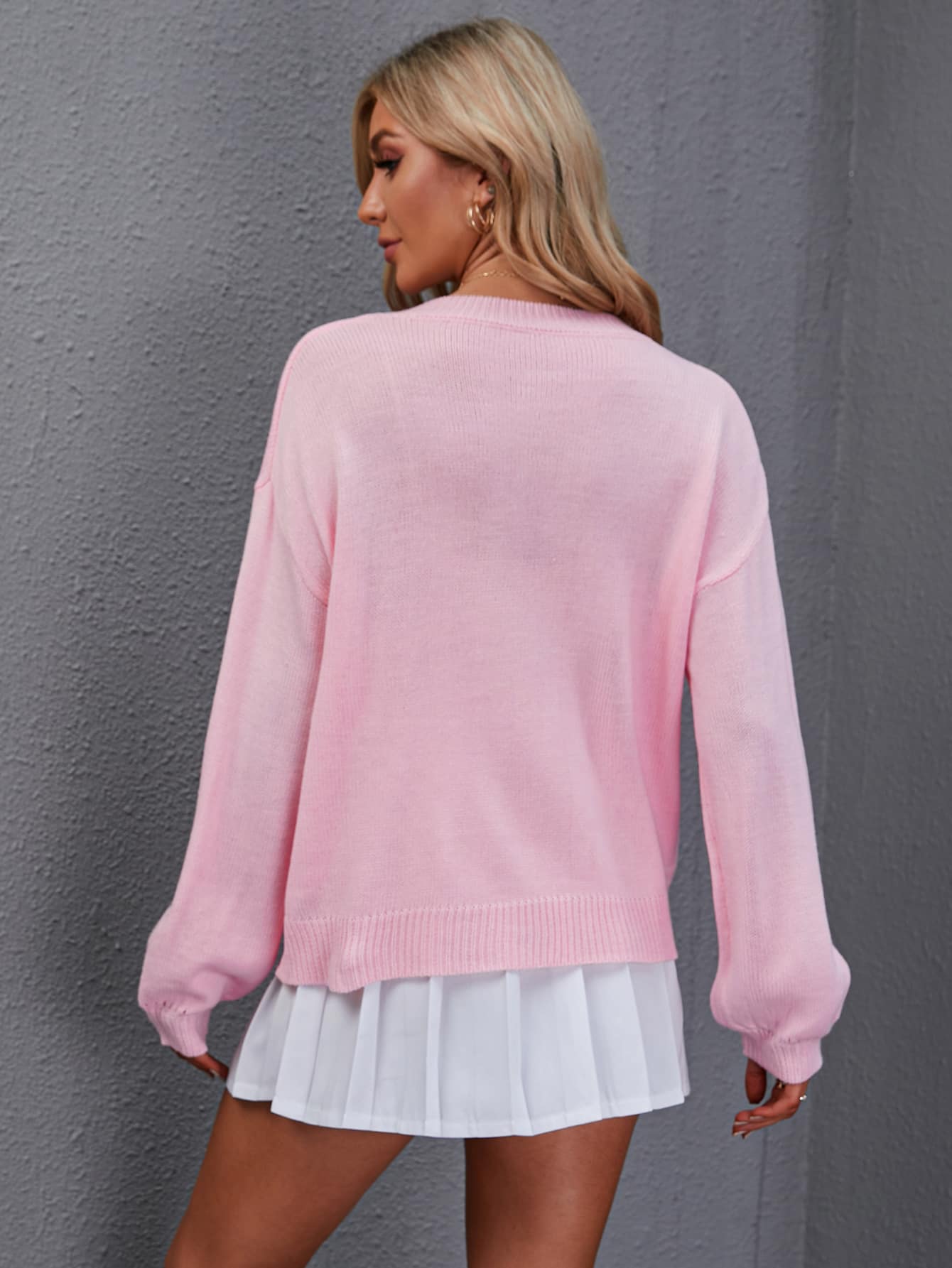 Flower Pattern Drop Shoulder Cardigan