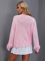 Flower Pattern Drop Shoulder Cardigan