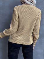 Ribbed Knit Puff Sleeve Sweater