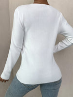 Ribbed Knit Contrast Trim Sweater