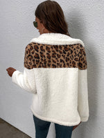Leopard Panel Zip Up Coat