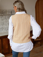 Pointelle Knit Sweater Vest Without Blouse