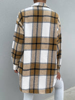 Dual Pocket Drop Shoulder Plaid Overcoat