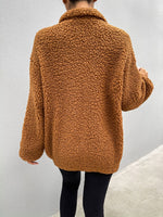 Drop Shoulder Zip Up Teddy Jacket