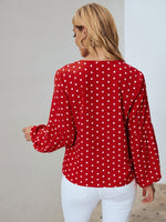 Polka Dot Print Lantern Sleeve Blouse