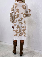 Graphic Pattern Drop Shoulder Dual Pocket Cardigan