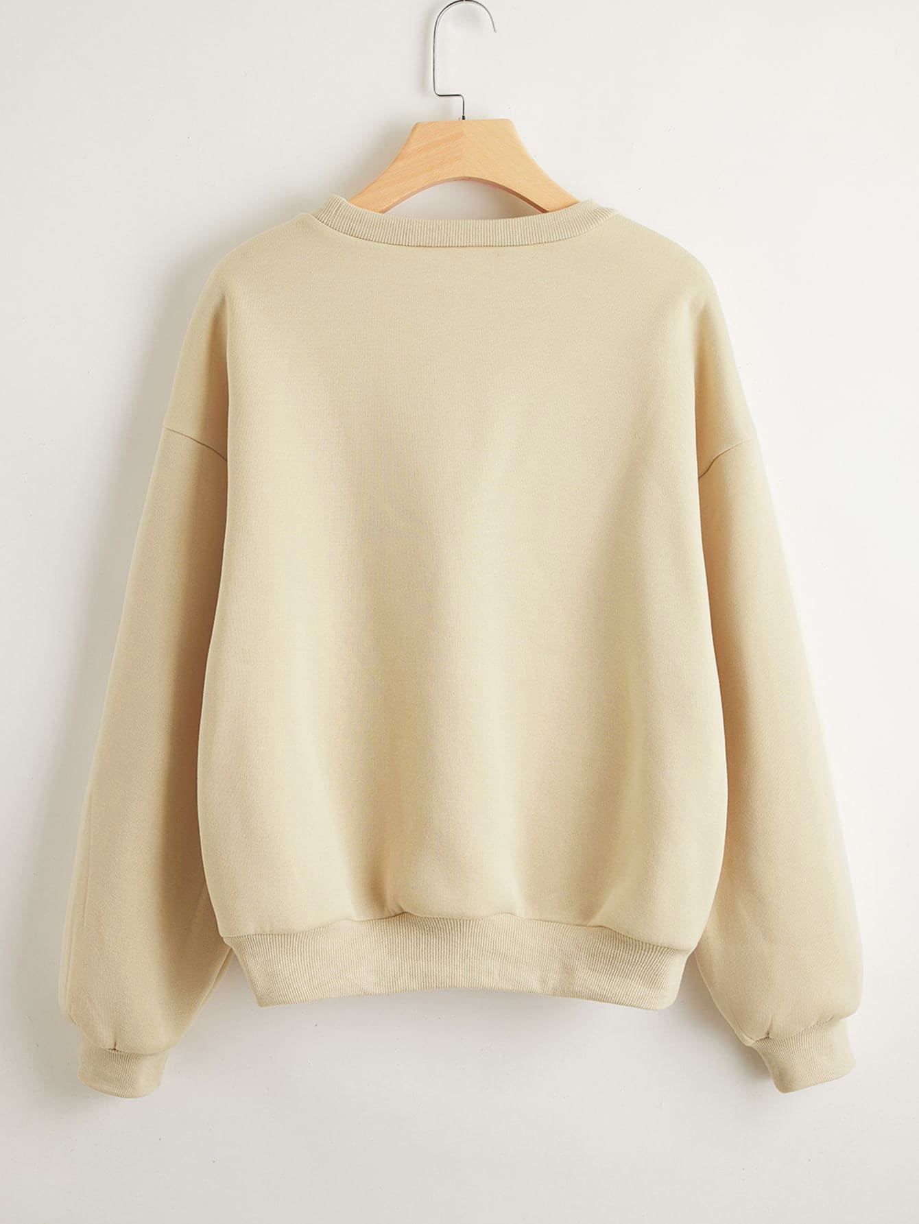 Letter Print Round Neck Thermal Sweatshirt