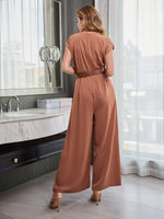 Batwing Sleeve Split Hem Wide Leg Jumpsuit Without Belt