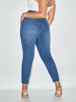 Plus High Waist Contrast Panel Skinny Jeans