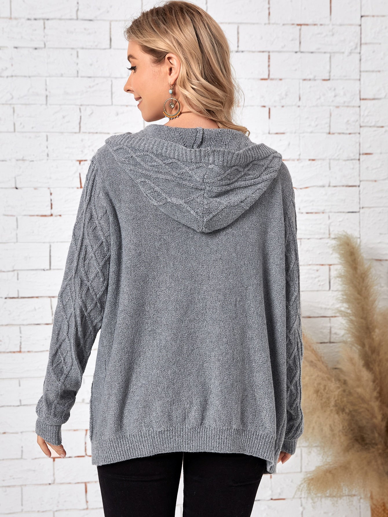 Pocket Patched Hooded Cardigan