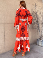 Horse & Graphic Print Lantern Sleeve Dress