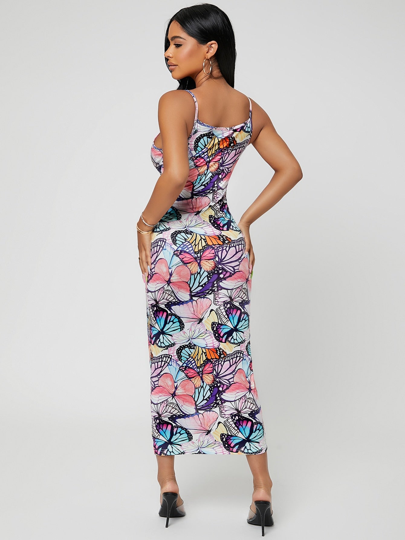 Allover Butterfly Print Bodycon Dress