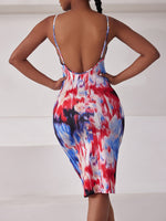 Allover Print Open Back Bodycon Dress