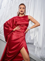 Jacquard Split Thigh Asymmetrical Dress