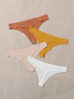 4pack Plain Ribbed No Show Panty Set