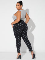 Plus High Waist Star Pattern Skinny Jeans