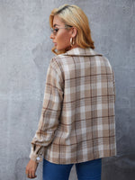 Plaid Print Flap Detail Overcoat