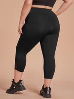 Plus Breathable Contrast Mesh Sports Leggings