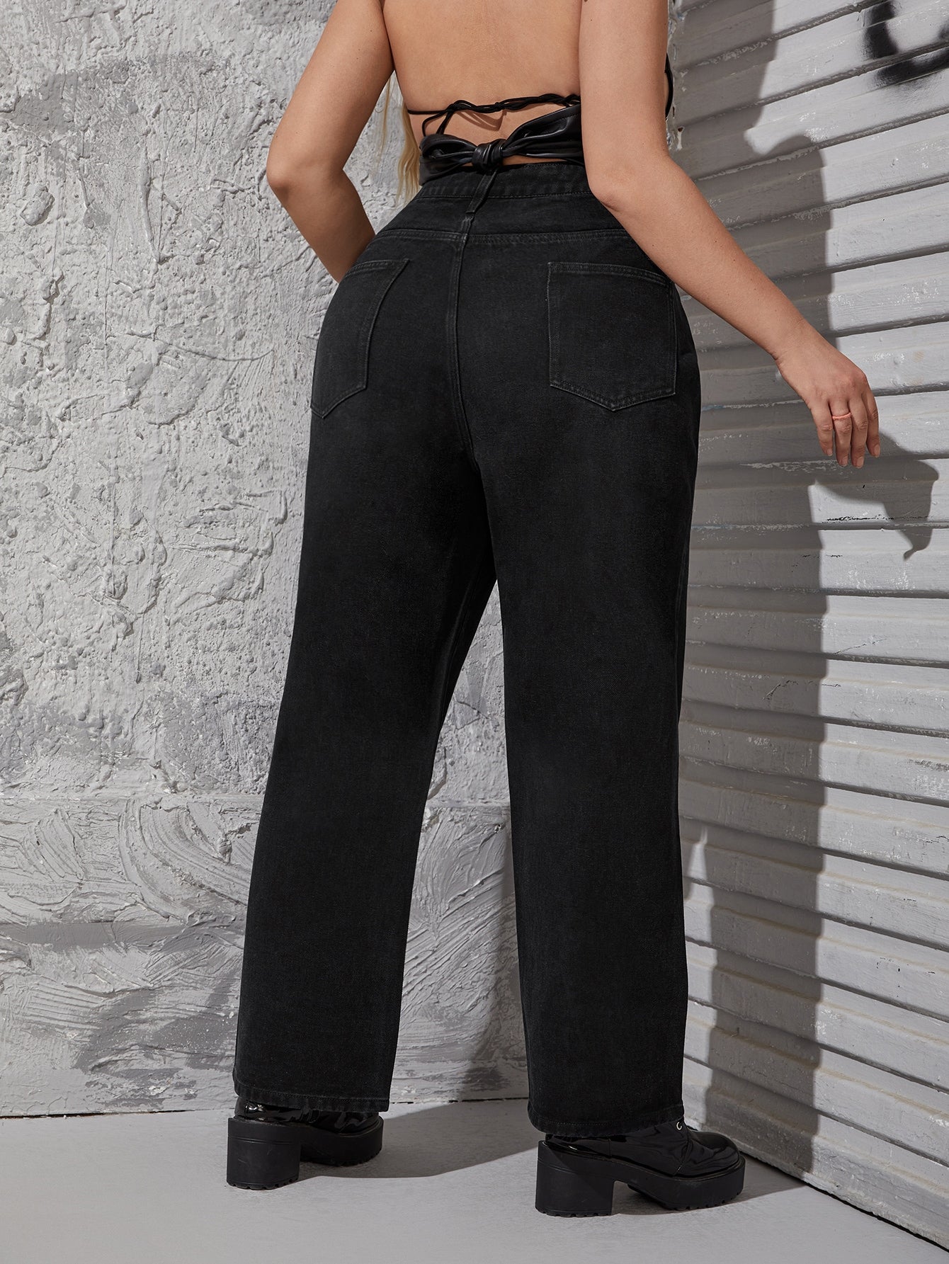 Plus High Waist Straight Leg Jeans