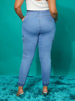 Plus High Waist Flap Pocket Jeans