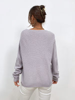 Solid V-neck Textured Sweater