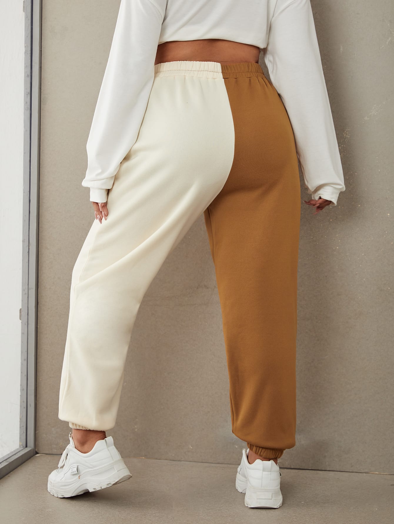 Plus Two Tone Graphic Print Sweatpants