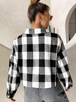 Buffalo Plaid Pattern Flap Pocket Drop Shoulder Wool-Mix Overcoat
