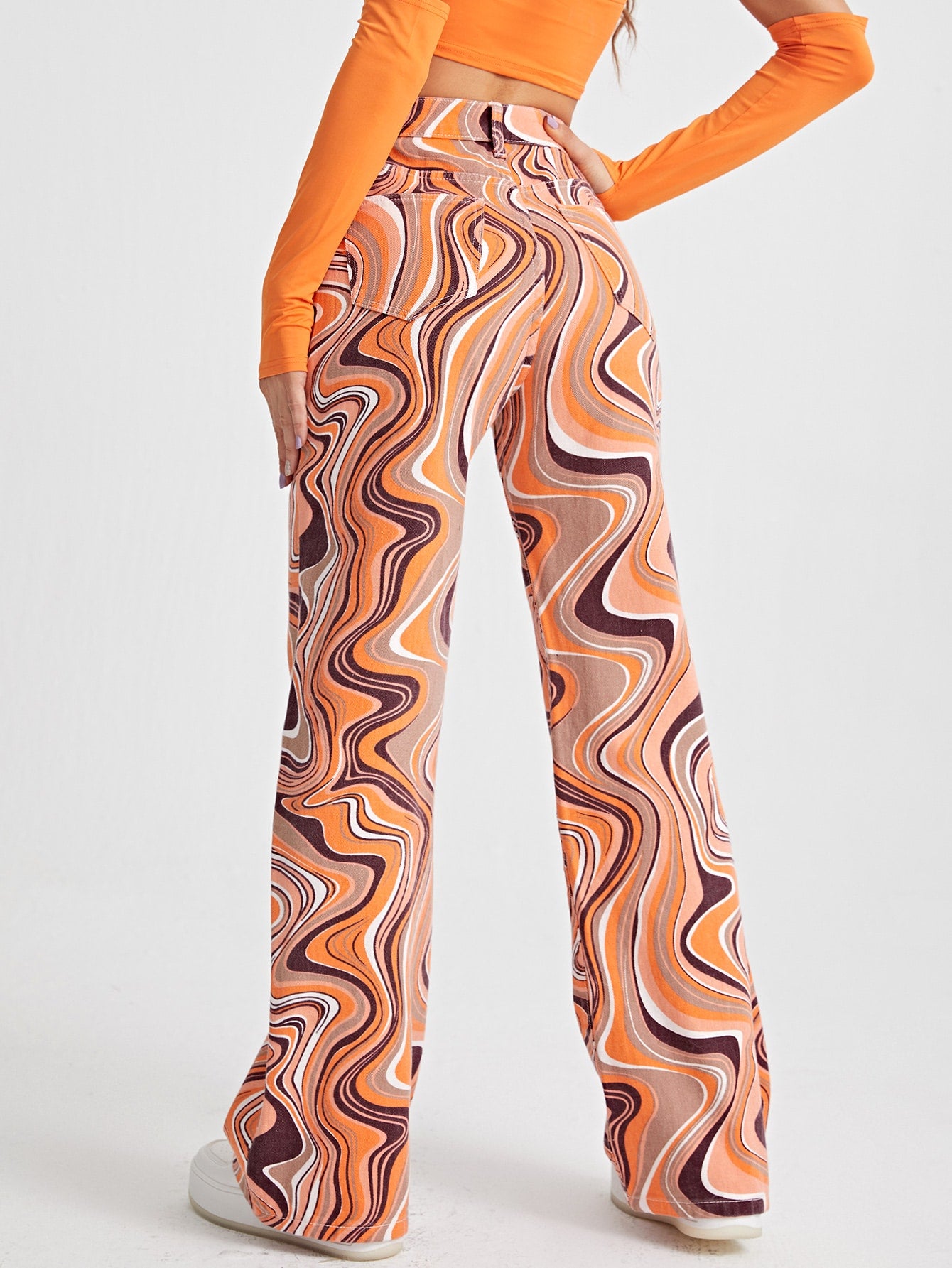 High Waist Allover Print Jeans