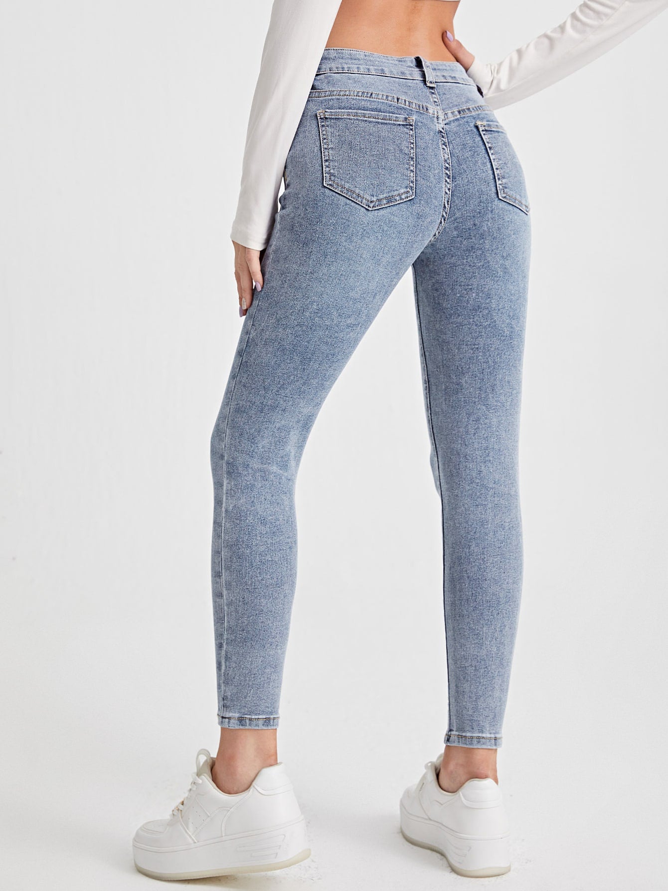 Bleach Wash Skinny Jeans