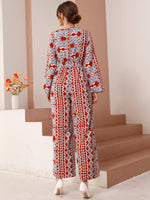All Over Geo Print Belted Jumpsuit