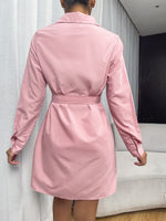 Ruched Detail Belted Shirt Dress