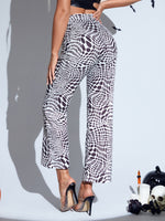 High Waist Allover Print Flare Leg Pants