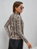 Snakeskin Print V-neck Blouse