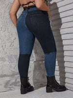 Plus High Waist Spliced Skinny Jeans