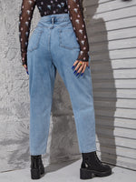 Plus High Waist Cut Out Mom Fit Jeans