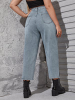 Plus High Waist Split Hem Jeans