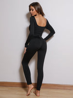 Solid Scoop Neck Unitard Jumpsuit