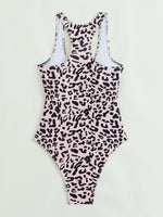 Leopard Zip Front One Piece Swimsuit