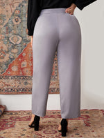Plus High Waist Decor Seam Detail Pants