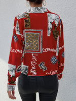Letter & Paisley Print Blouse