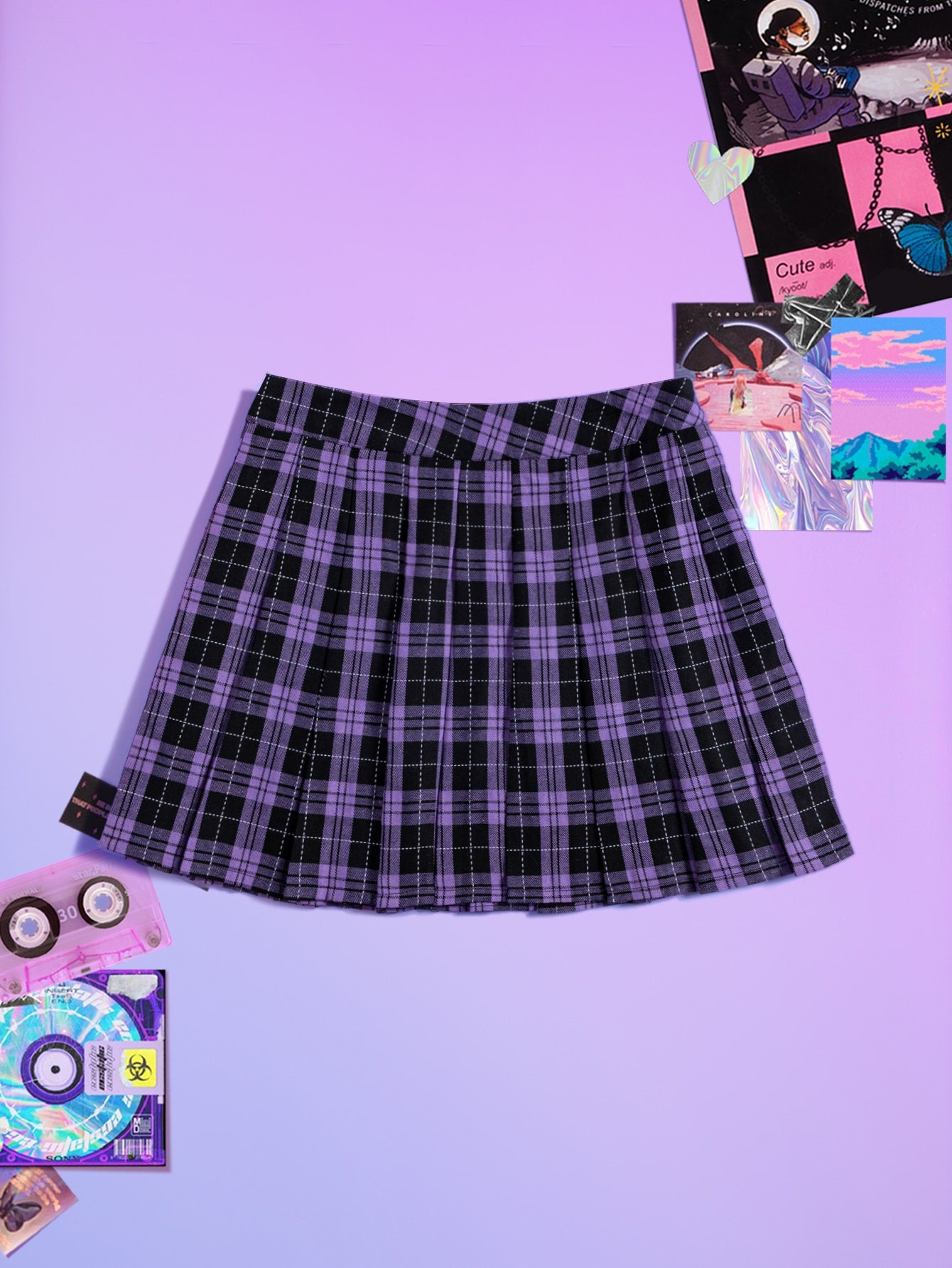 Plaid Pleated Skirt
