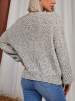 Drop Shoulder Marled Knit Sweater