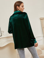 Patched Pocket Button Front Blouse