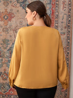 Plus Lantern Sleeve Satin Blouse