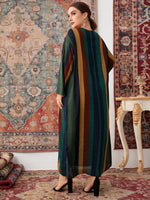 Plus Striped Kangaroo Pocket Notched Neck Dress