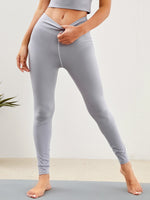 Wide Waistband Top-stitching Sports Pants