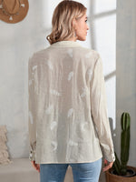 Swiss Dot Feather Pattern Blouse